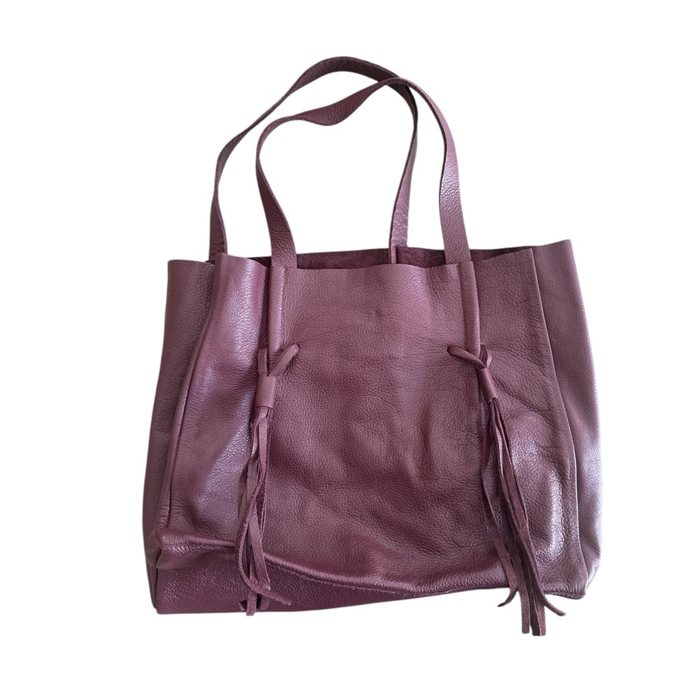 B-Low the Belt Miguel Burgundy Leather Tote Bag with Fringe Details Bohemian